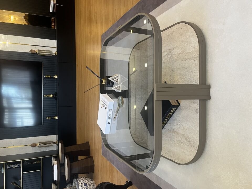 Valencia Orta Sehpa Temperli Füme Cam Modern Mobilya 90x90 Cm