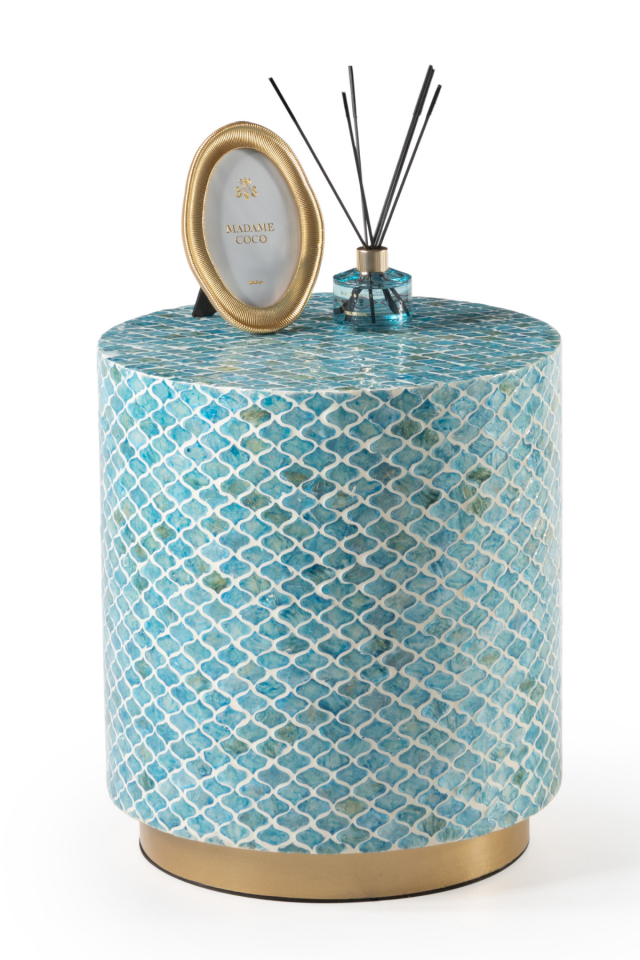 Maris Doğal Kaplama Lüks El İşçiliği Yan Sehpa / Tabure 40x40 H:45