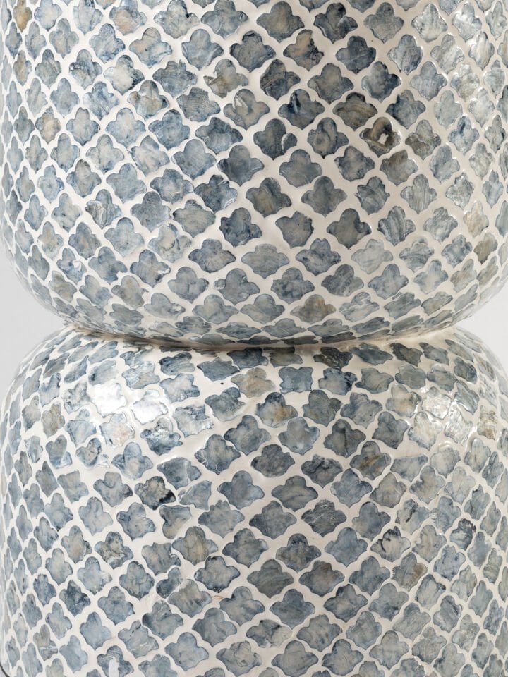 Lume Sedef Kaplama El İşçliği Lüks Modern Yan Sehpa Tabure 35x35 H:40