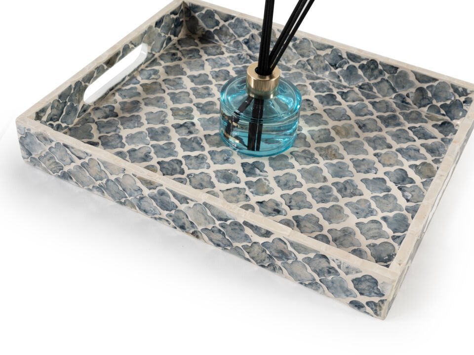 Azura Sedef  Dekoratif El İşçiliği Tepsi 32x25 Cm