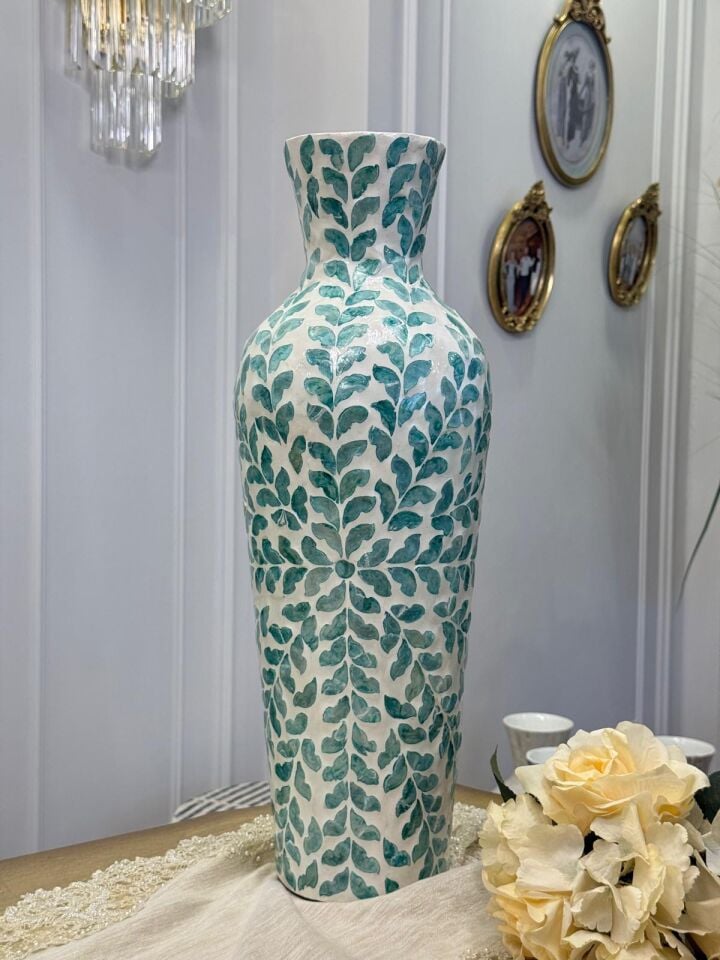 Azura Sedef Kaplama El İşçiliği Vazo 19 Çap H:56