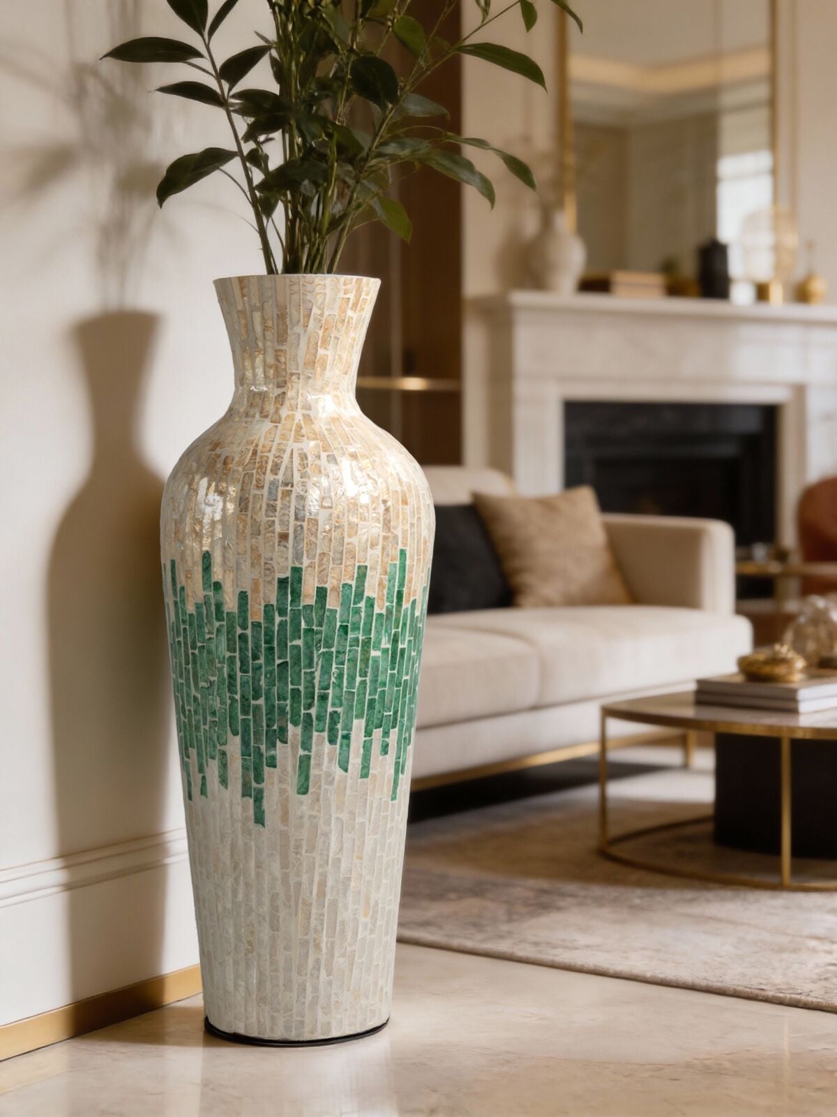 Azura Sedef Kaplama El İşçiliği Vazo 19 Çap H:56