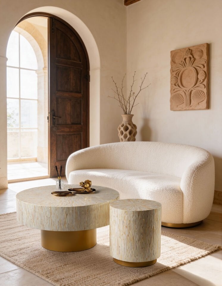 Solenne Orta Sehpa/Yan Sehpa Set Kaplama %100 El İşçiliği