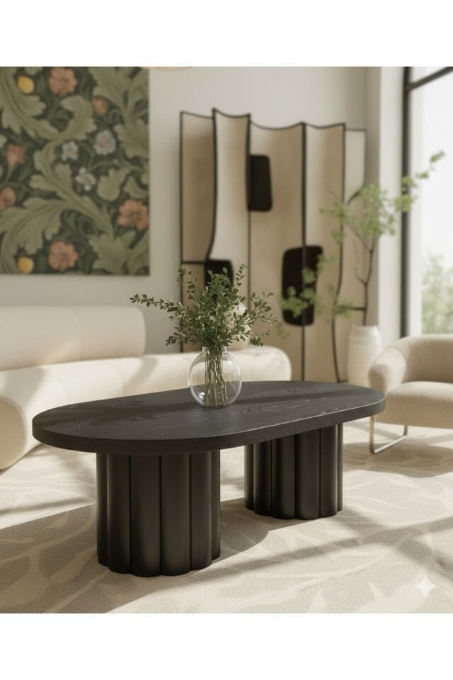 Atina Traverten Desenli Orta Sehpa 119x69 Yükseklik 40 CM