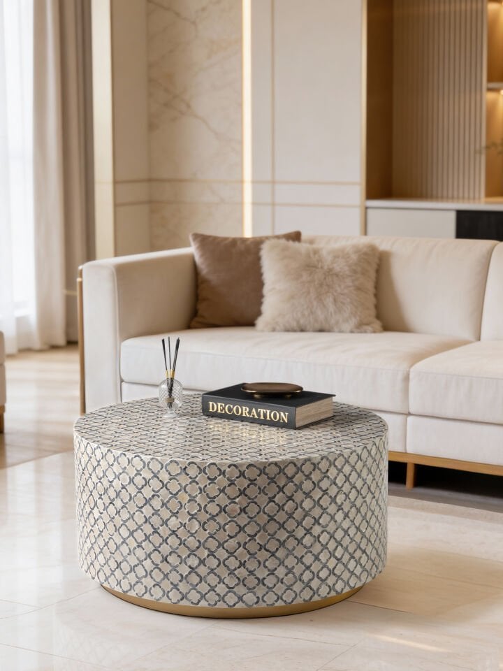 Zenya Orta Sehpa Kaplama El işçiliği 90x90 H:45 Salon