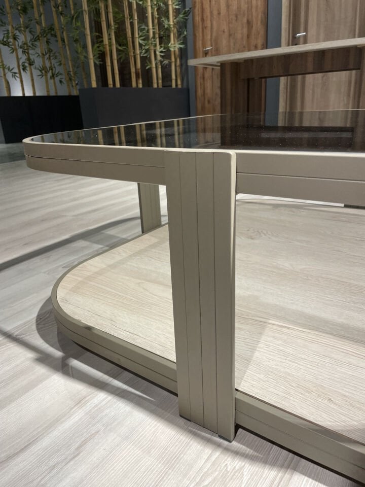 Valencia Orta Sehpa Temperli Füme Cam Modern Mobilya Cappuccino - Traverten