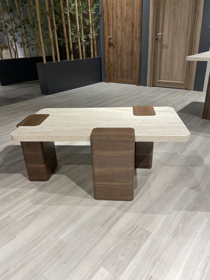 Duo Orta Sehpa Ceviz-Traverten 109x59