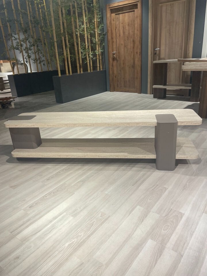 Duo TV Ünitesi Hareli Koyu Gri-Traverten 180x40