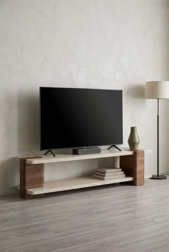 Duo TV Ünitesi Ceviz-Traverten 180x40