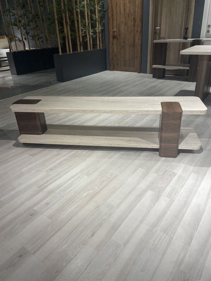 Duo TV Ünitesi Ceviz-Traverten 180x40