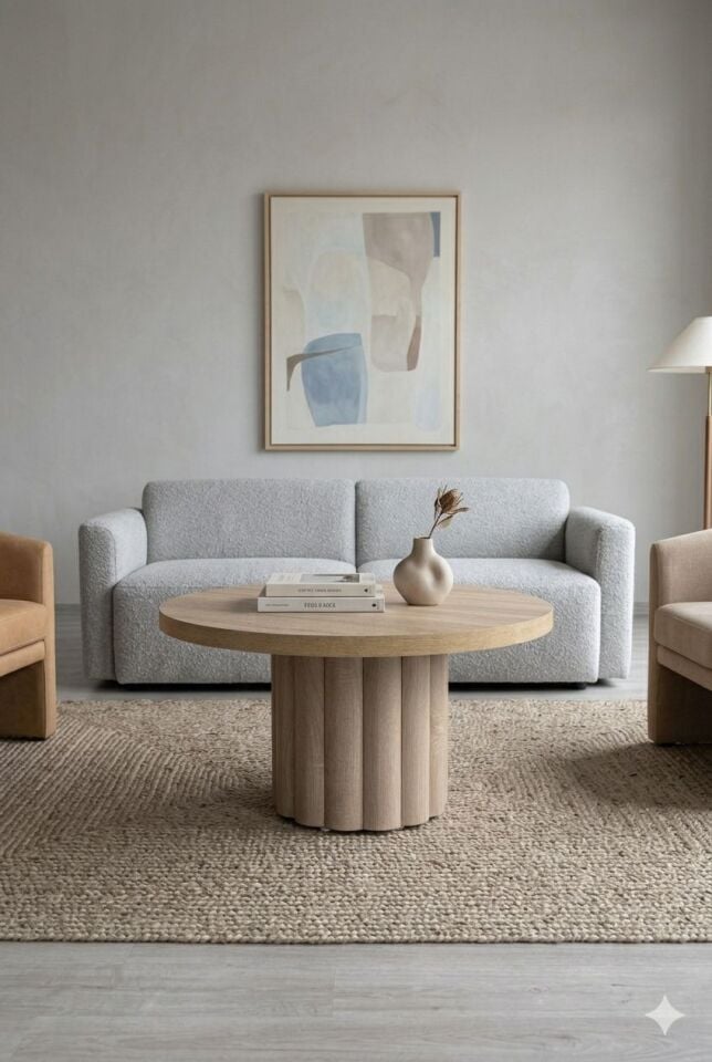 Atina Yuvarlak Oak Orta Sehpa 79x79