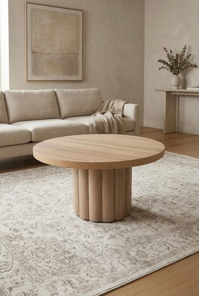 Atina Yuvarlak Oak Orta Sehpa 79x79