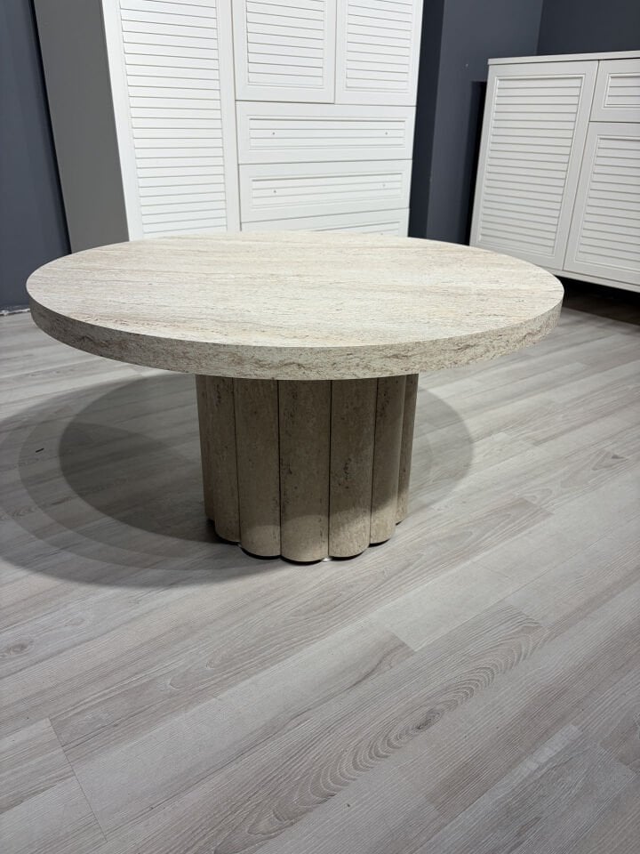 Atina Yuvarlak Traverten Orta Sehpa 79x79