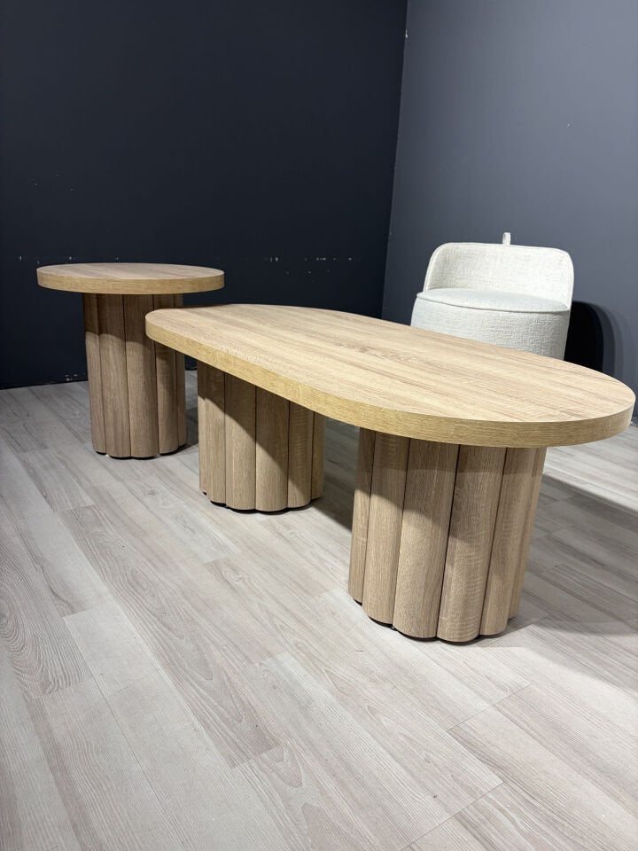 Atina Oak Orta-Yan Sehpa set 119x59-50x50