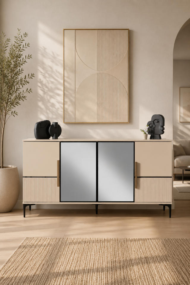 Mira Konsol 180x45 H:80 Membran Kapak Aluminyum Çerçeve Konsol Kumbeji