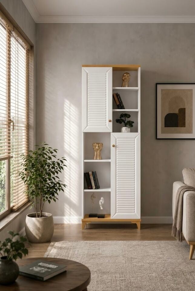 Lalin Kitaplık, Meşe/Aytaşı 60x35 cm, H:180 cm