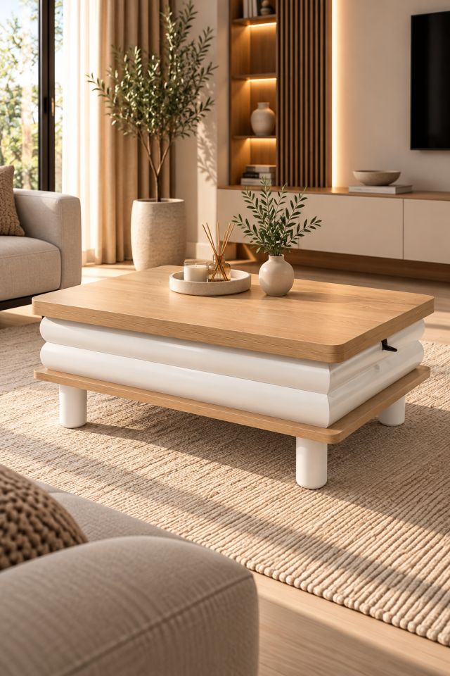 Eleganza Sihirli Orta Sehpa Açılır Mekanizmalı Dünya-Aytaşı 90x60, H: 36