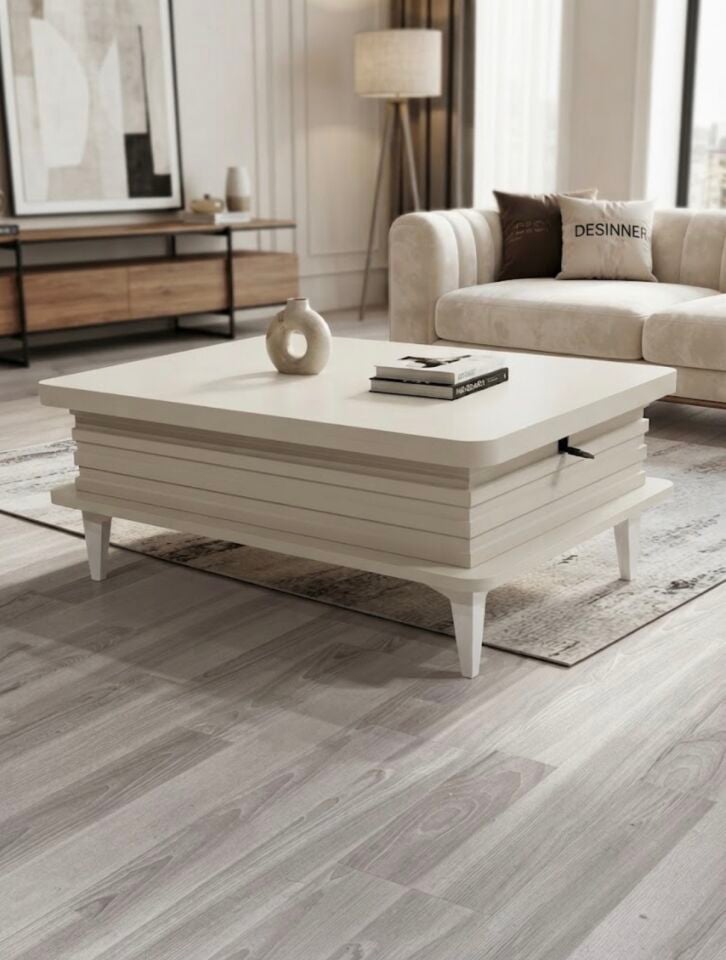 Line Sihirli Orta Sehpa Açılır Mekanizmalı Kumbeji 90x60, H: 36